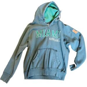 Miami Hurricanes Jacket Mens X Large Grey Full Zip Hooded Embroidered VTG